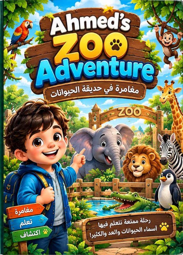 مغامرة في حديقة الحيوانات — كتاب مخصص لطفلك 🦁
